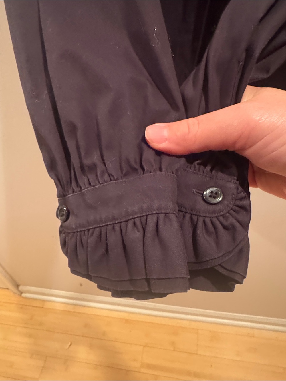 Brooks Brothers Black Fitted Non-Iron Stretch Supima® Cotton Ruffle Button Shirt - Picture 4 of 7